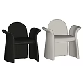 Modern Leisure Chairs In Light Beige And Black With Curved Armrest Upholstered Design