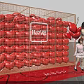 Red Heart Balloons Decor Grid Frame With LOVE Sign Woman And Child Near MBS Logo