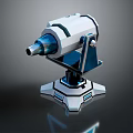 Advanced Modern Weapon With Metallic Structure Blue Accents And Stable Base 3d model