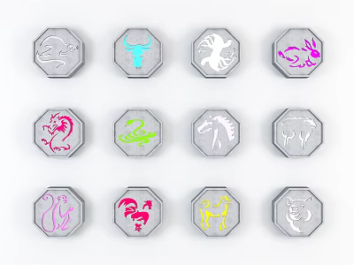 Modern pendant tide play 12 zodiac American Chen pendant cartoon 3d model