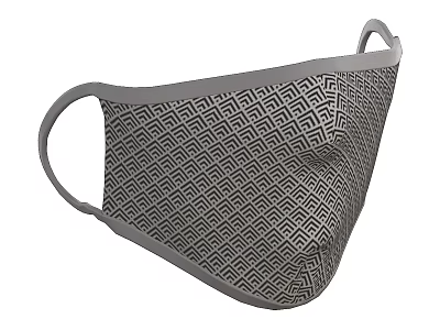 Gray Stylish Face Mask With Geometric Pattern And Comfortable Ear Loops 3d model