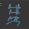 Blue Complex Mechanical Equipment Structure With Connecting Rods And Components 3d model