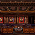 Traditional Ornate Bar Interior With Carved Ceiling Wooden Panels And Decorative Art