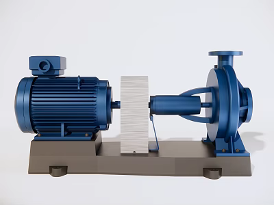 Blue Industrial Pump With Electric Motor And Base Mount Structure 3d model