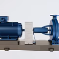Blue Industrial Pump With Electric Motor And Base Mount Structure 3d model