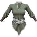 Green Long Sleeve Tunic With Brown Pants White Waist Sash And Brown Boots