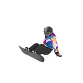 Child Snowboarding In Colorful Jacket With Helmet And Goggles On Snowboard