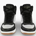 Black White Brown High Top Leather Sneakers With Stylish Design And Brown Sole