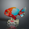 Vibrant Colorful Koi Fish Model With Decorative Base And Red Blue Orange Colors