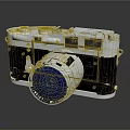 Vintage Electronic Camera With Silver Metal Body Blue Lens And Classic Design