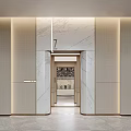 Elegant Elevator Entrance With Marble Walls Number 7 And Modern Lighting Design