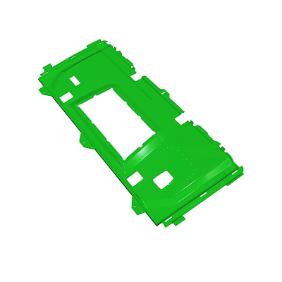 Green Mechanical Structural Frame Component With Rectangular Opening And Mounting Points 3d model
