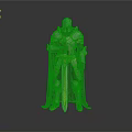Man In Medieval Metallic Armor Standing With Cloak And Sword