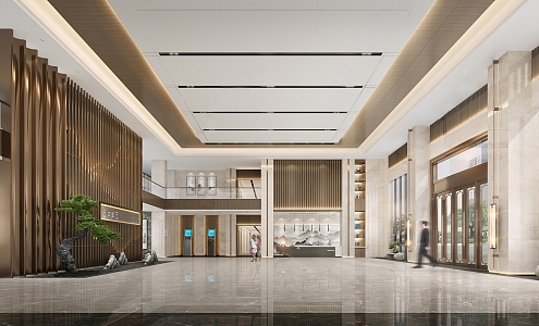 Modern Hotel Lobby 3d model