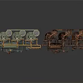 Industrial Processing Equipment With Green Brown Pipes Valves And Tanks