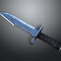 Tactical Serrated Knife With Silver Blade Black Textured Grip And Blade Hole