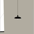 Modern Black Dome Shaped Pendant Light Hanging Against Light Colored Wall 3d model