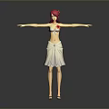 Game Or Movie Character With Pink Hair White Crop Top Red Flower And White Skirt