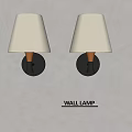 Pair of Modern Wall Lamps with White Shades and Black Circular Bases in Minimalist Design