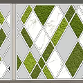 Feature Wall Design With Green Moss And Marble Diamond Shaped Panels 3d model