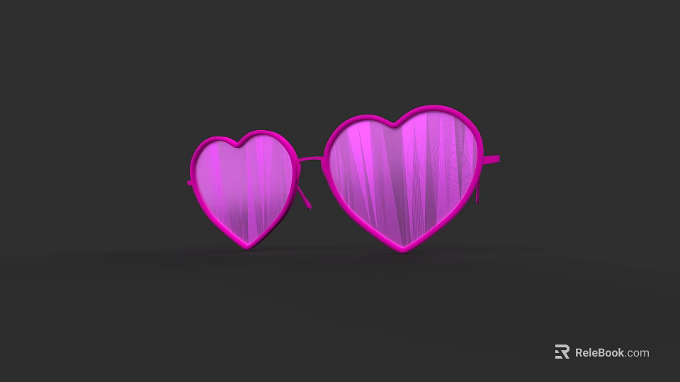 Pink Heart Shaped Sunglasses With Glossy Frame And Tinted Lenses 3d model 
