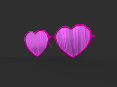 Pink Heart Shaped Sunglasses With Glossy Frame And Tinted Lenses 3d model