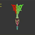 Colorful Winged Dart Weapon With Silver Body Green Shaft And Metal Tip