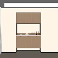 Modern Light Wood Sideboard with Upper Lower Cabinets Countertop and Ambient Lighting