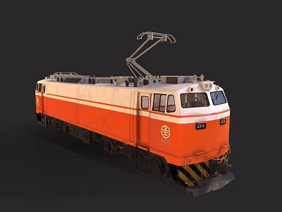 Orange and White Electric Train with Pantograph Front Logo and Number 611 3d model