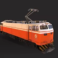 Orange and White Electric Train with Pantograph Front Logo and Number 611