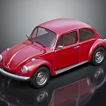 Classic Red Volkswagen Beetle Car With Vintage Design And Shiny Exterior 3d model