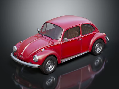 Classic Red Volkswagen Beetle Car With Vintage Design And Shiny Exterior 3d model