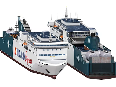 MOBY Lines Ferries With White And Green Hull And Upper Decks Design 3d model