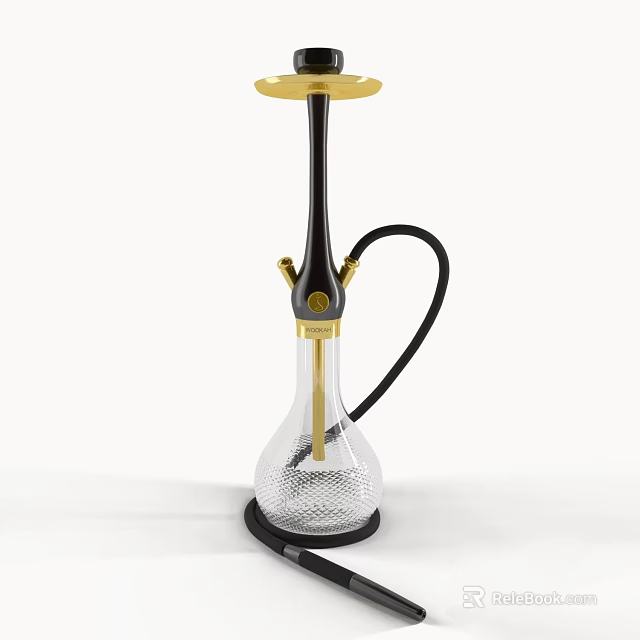 Stylish Table Lamp Featuring Gold Accent Black Stem And Clear Glass Base Modern Decor 3d model 