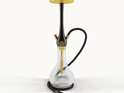 Stylish Table Lamp Featuring Gold Accent Black Stem And Clear Glass Base Modern Decor 3d model