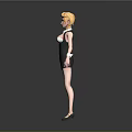 Game Movie Character With Blonde Hair White Top Black Short Dress And High Heels