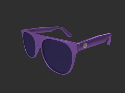 Fashionable Purple Sunglasses With Square Frame Dark Lenses And Brand Logo 3d model