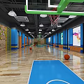 Colorful Kindergarten Classroom with White Tables Chairs Bookshelves and Playful Toys