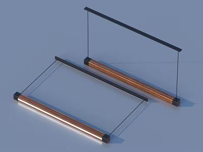 Modern Linear Pendant Lights With Black Frame And Copper Accents For Ceiling 3d model