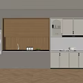 Modern Kitchen Interior With Gray Beige Cabinets Marble Countertop And Herringbone Floor 3d model