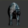 Turquoise Blue Rhinoceros Sculpture With Textured Surface And White Stripes