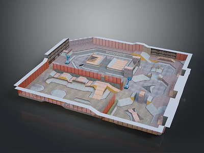 3D Rendered Exhibition Space Interior Layout With Booths Pathways And Columns 3d model
