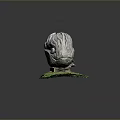 Ancient Mythical Creature Stone Carving With Intricate Patterns On Green Base