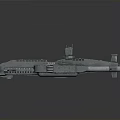 Detailed Large Metallic Grey Water Vessel With Tower Structure And Long Hull