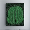 Abstract Green Pumpkin Artwork With Black Geometric Background And Dot Patterns 3d model