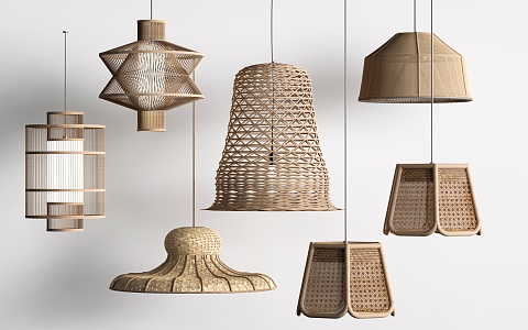 Woven Chandelier Bamboo Chandelier Bamboo Chandelier 3d model