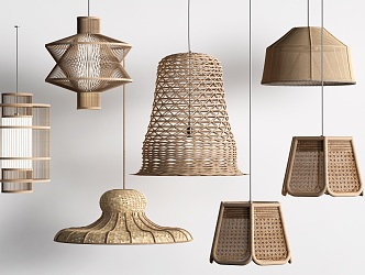 Woven Chandelier Bamboo Chandelier Bamboo Chandelier 3d model