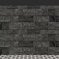 Natural Textured Stone Wall Interior Design With Geometric Floor Tiles 3d model