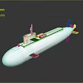 White Submarine Model With Black Conning Tower Propeller And Rudders On Gray Reflective Surface