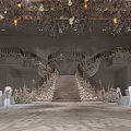 Elegant Luxurious Banquet Hall With Crystal Decorations Archway Flowers Lighting And Table Setup